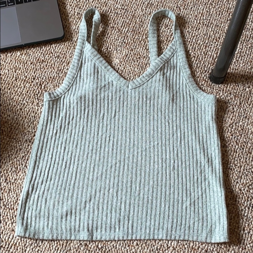 Green ribbed tank top